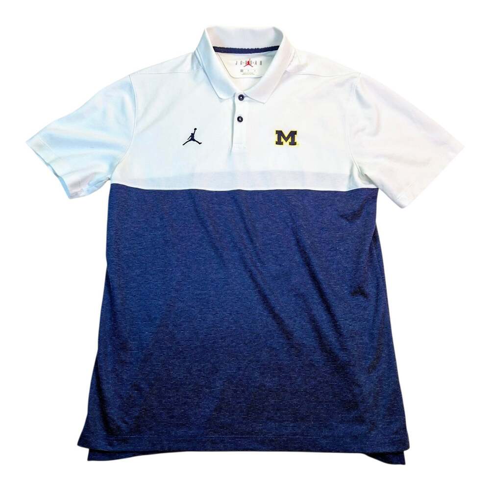 Jordan Brand Michigan Wolverines Colorblock Dri-FIT Polo Shirt Men White Navy